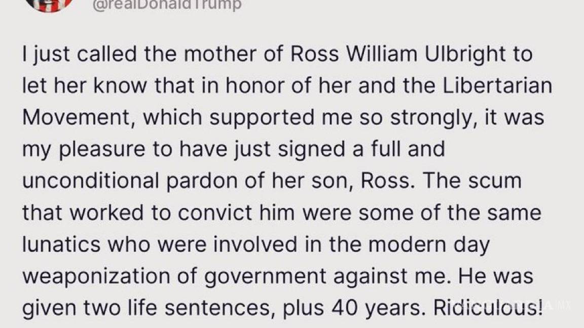 $!Con este indulto, Trump cumplió una promesa que hizo repetidamente durante la campaña electoral.