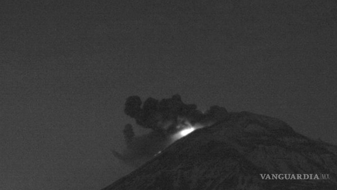 Popocatépetl registra siete explosiones y 56 minutos de tremor