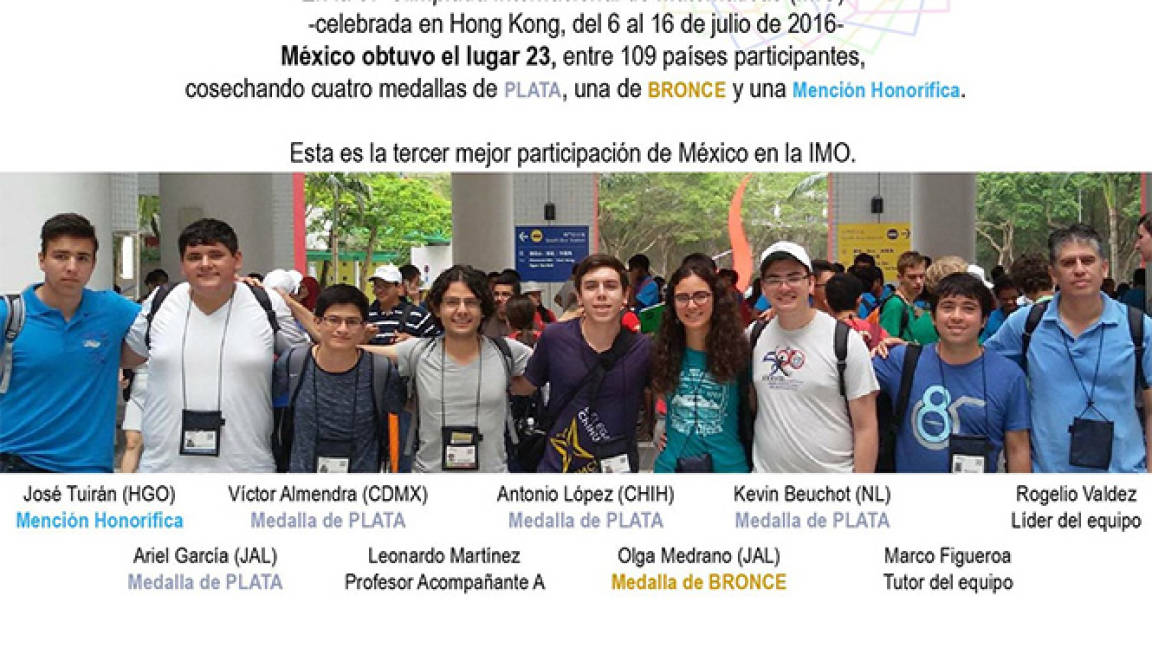 Orgullo mexicano; estudiantes ganan medallas en olimpiada de matemáticas