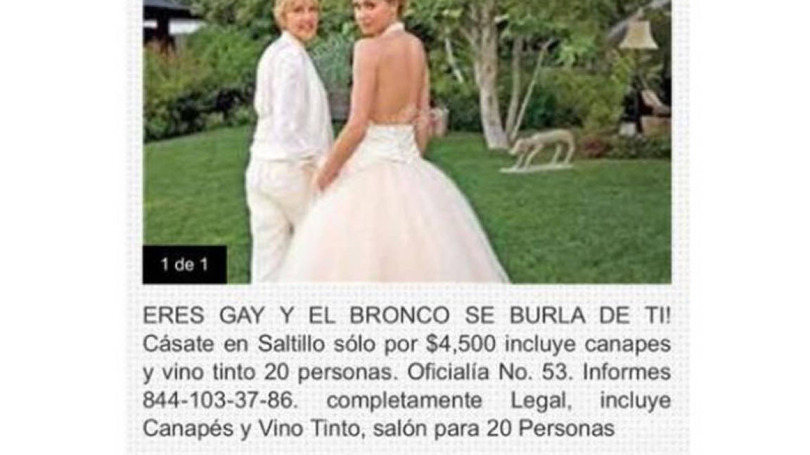 Usan ‘burla’ de ‘El Bronco’ para promover bodas gay en Saltillo