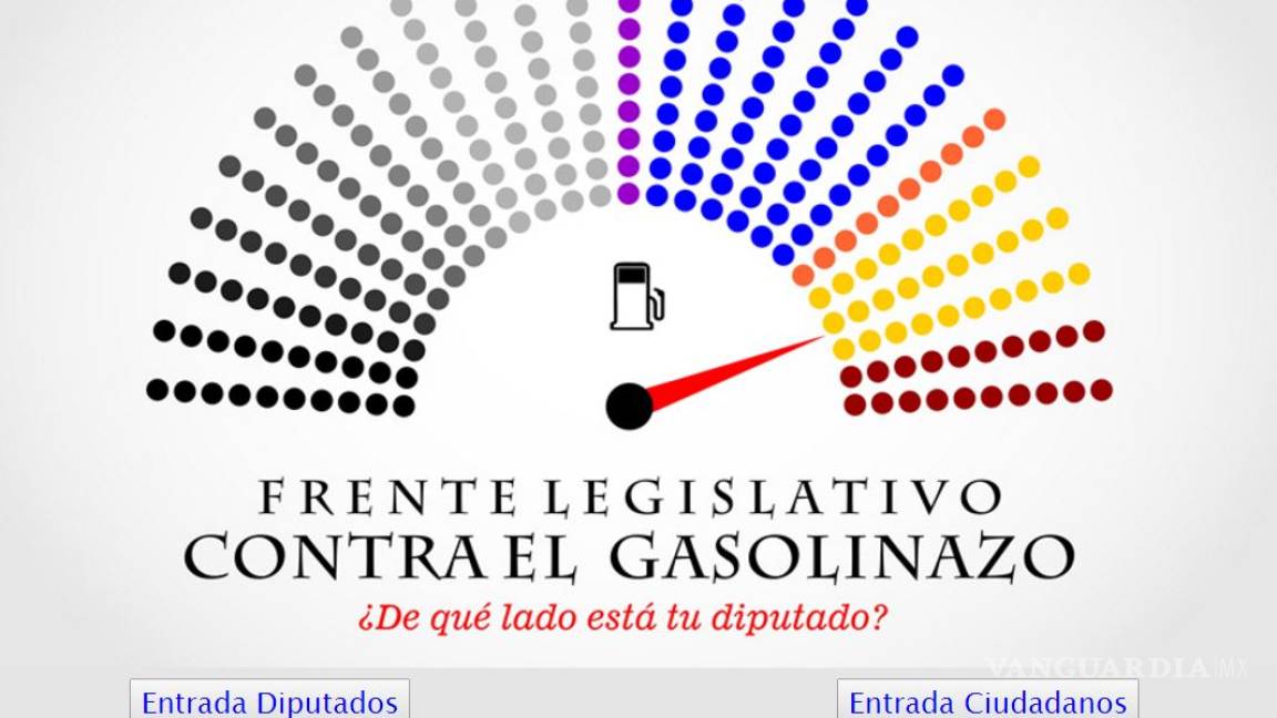 Lanzan plataforma para exhibir a diputados que estén a favor del gasolinazo