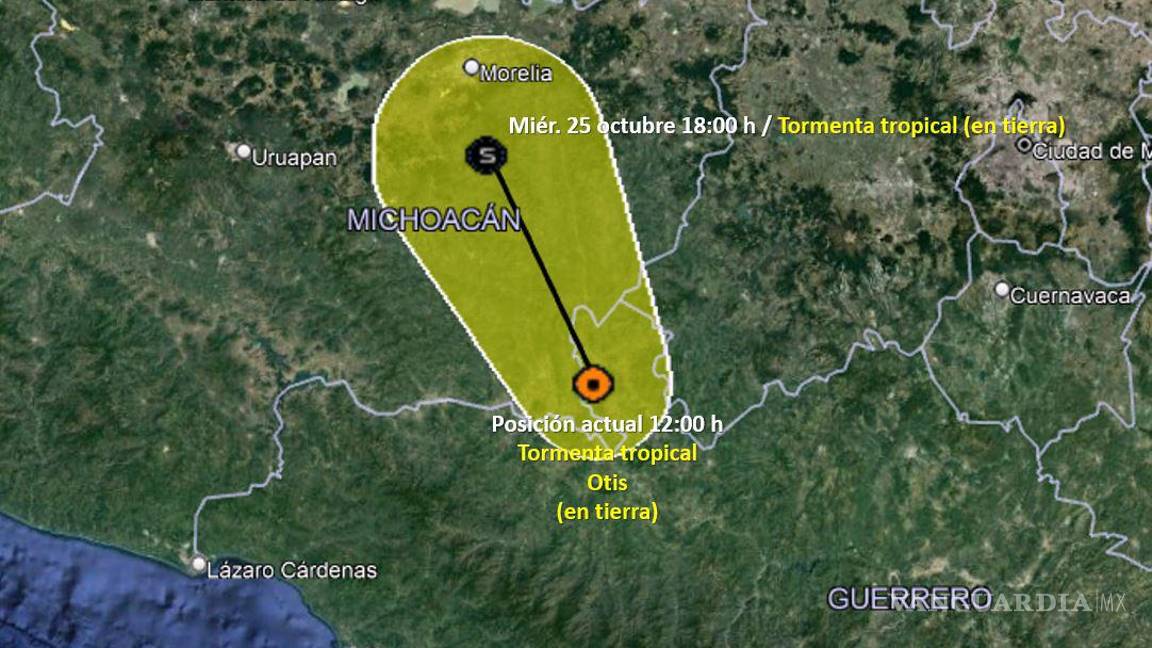 $!La trayectoria probable del fenómeno