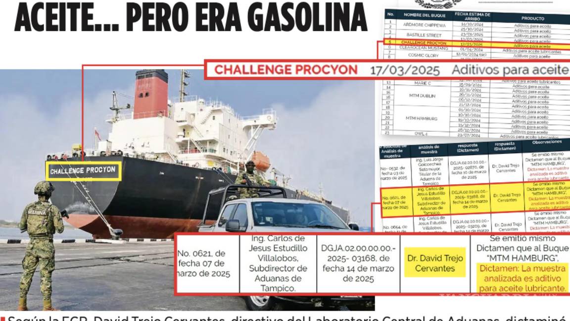 $!Según la investigación de la FGR en los laboratorios de la ANAM se dictaminó que la carga de 30 barcos era de aceite diésel cuando en realidad llevaban combustible.