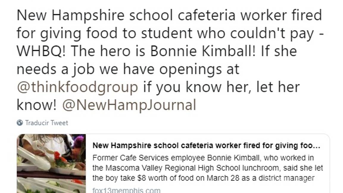 $!Empleada de cafetería fue despedida por fiar comida a estudiante