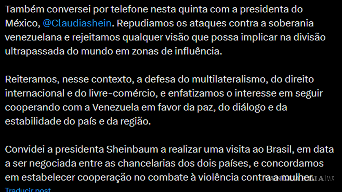 $!El presidente de Brasil, Luiz Inácio Lula da Silva, informó en redes sociales que sostuvo una llamada con su homóloga de México, Claudia Sheinbaum.