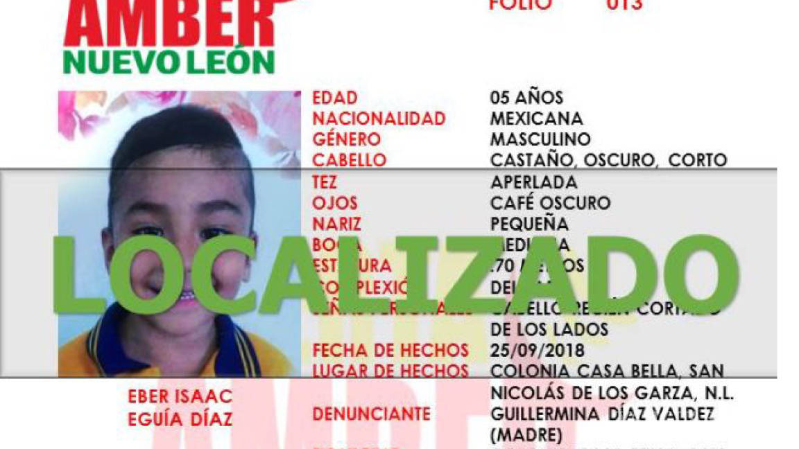 Reportan desaparición de menor en Nuevo León; estaba con sus familiares