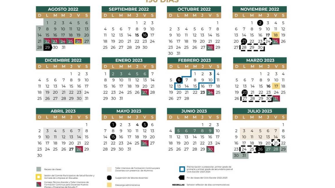 $!Calendario escolar oficial de la SEP, ciclo 2022-2023.