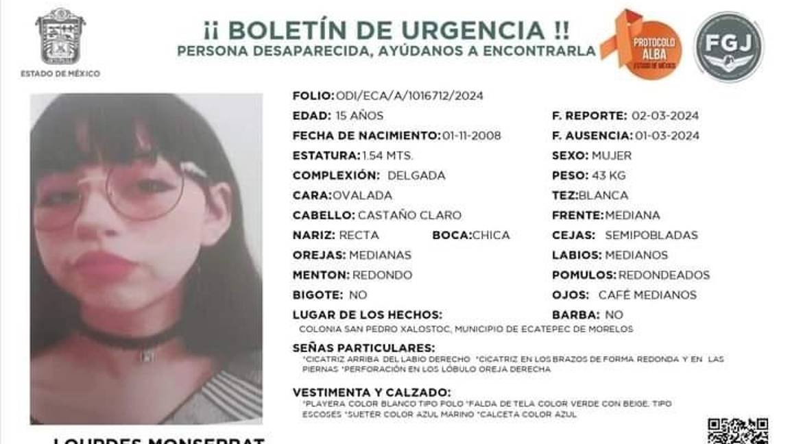 $!Exigen buscar a Lourdes Monserrat, joven desaparecida en Edomex; bloquean la México-Pachuca