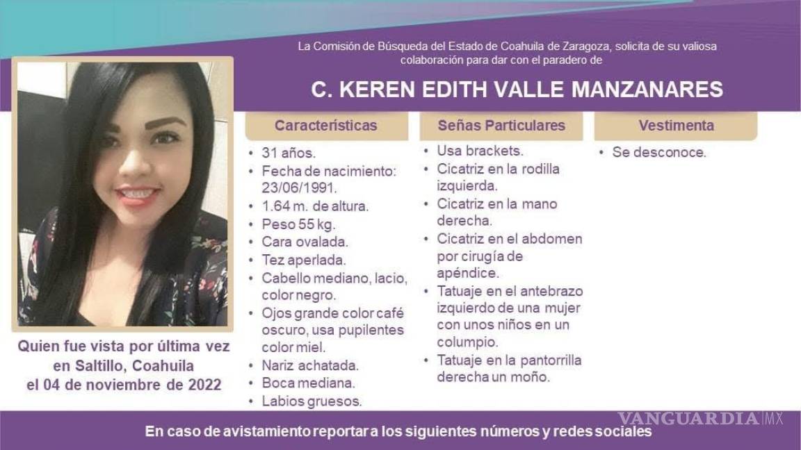 Saltillo: buscan a Keren; lleva 10 días desaparecida