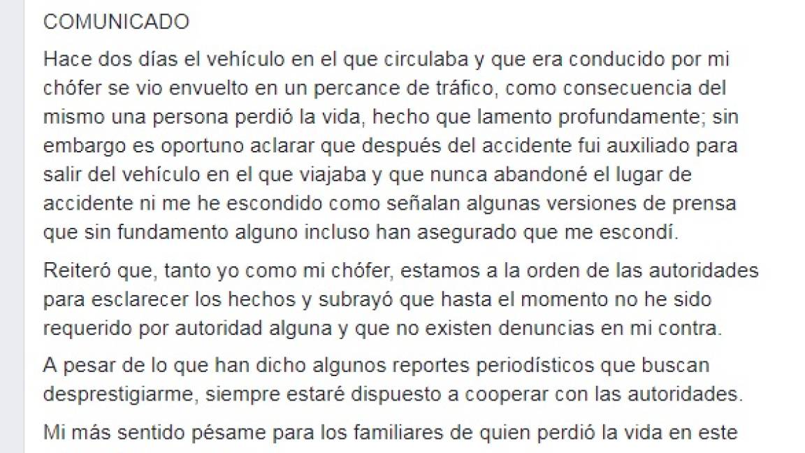 $!Diputado de Morena culpa a su chofer de ocasionar muerte en choque