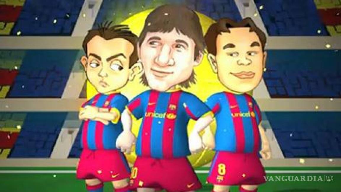 Barça festeja el Balón de Oro de Messi con dibujo animado