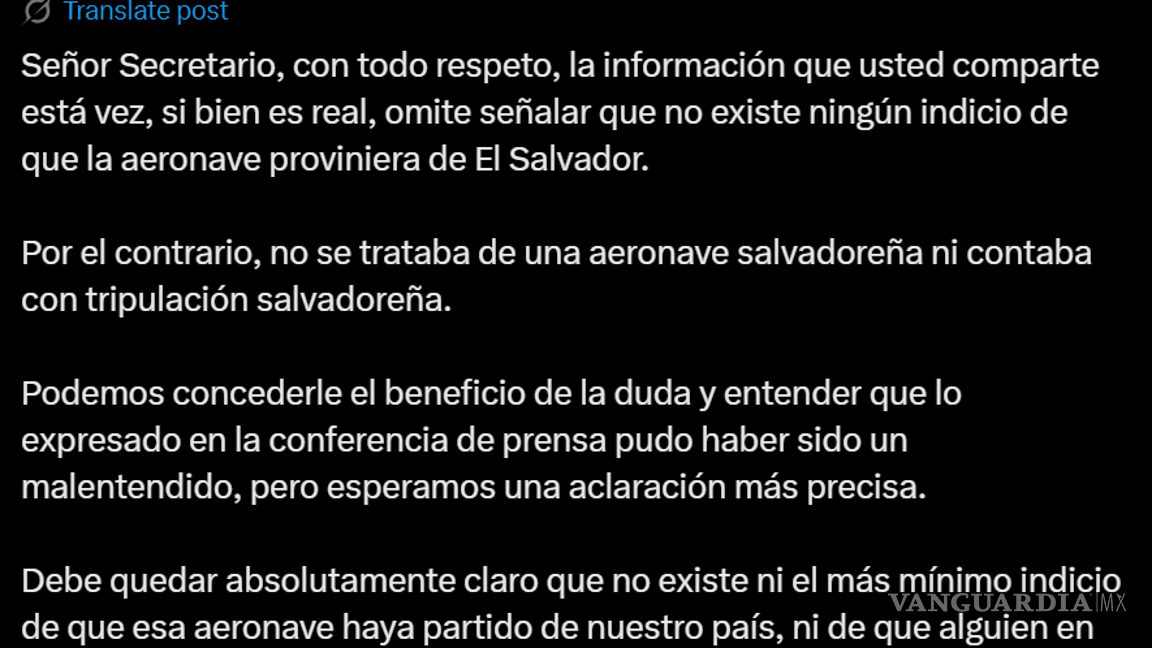 $!Bukele desmiente a García Harfuch: niega que avioneta con más de 400 kilos de droga saliera de El Salvador