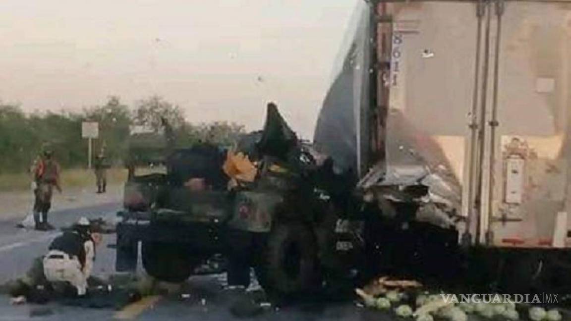 Mueren siete militares tras chocar vehículo de la Sedena contra tráiler en Tamaulipas