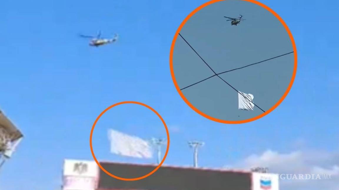 ¿Piden tregua en Sinaloa? Captan VIDEO de helicóptero de Sedena volando con bandera blanca en Culiacán