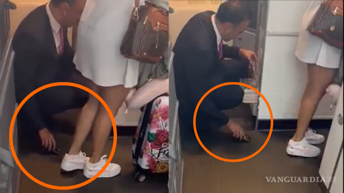 Sobrecargo de Aeroméxico es captado grabando de bajo de la falda de una pasajera (video)