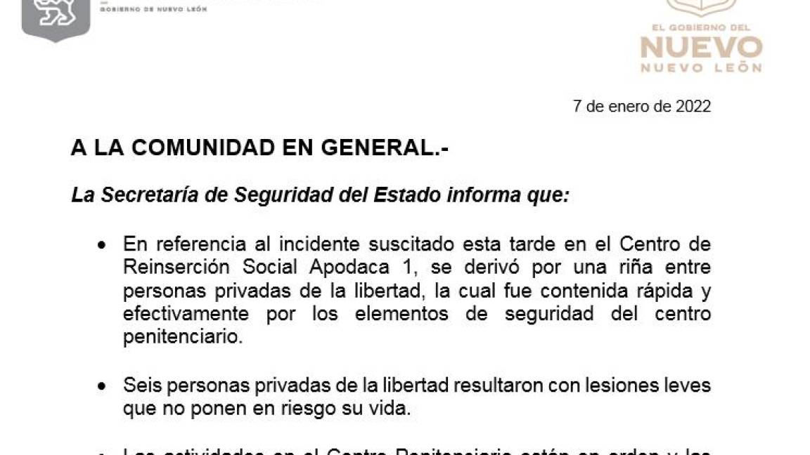 $!Aumenta a 21 los heridos por disturbios en penal de Apodaca, Nuevo León