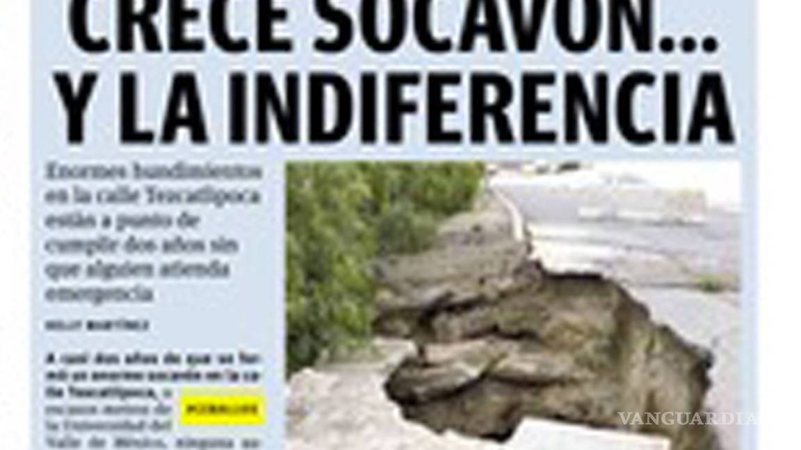 $!Tapa Municipio de Saltillo enorme socavón cercano a la UVM