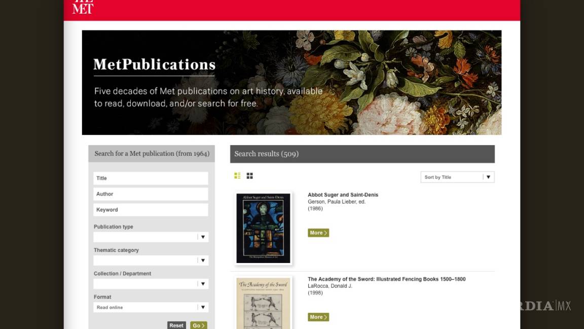 $!Museo de Arte Metropolitano de Nueva York sube a la red más de 500 libros de arte descargables