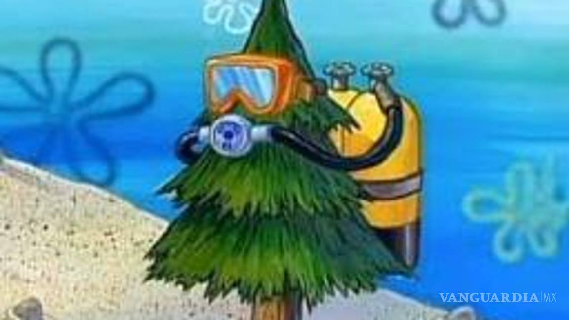 $!La zona boscosa de Arteaga fue representada con un solitario pinito protegido de las aguas de Fondo de Bikini por su tanque de oxígeno.