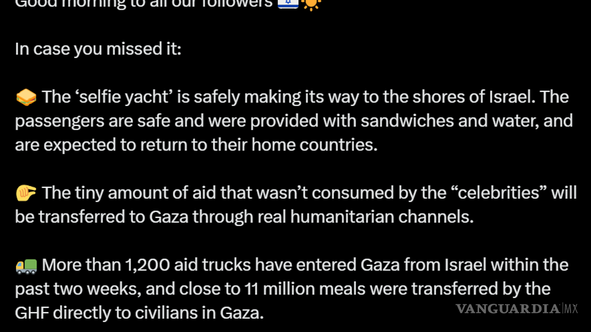 $!Israel detiene embarcación donde viajaba Greta Thunberg que buscaba entregar ayuda humanitaria a Gaza