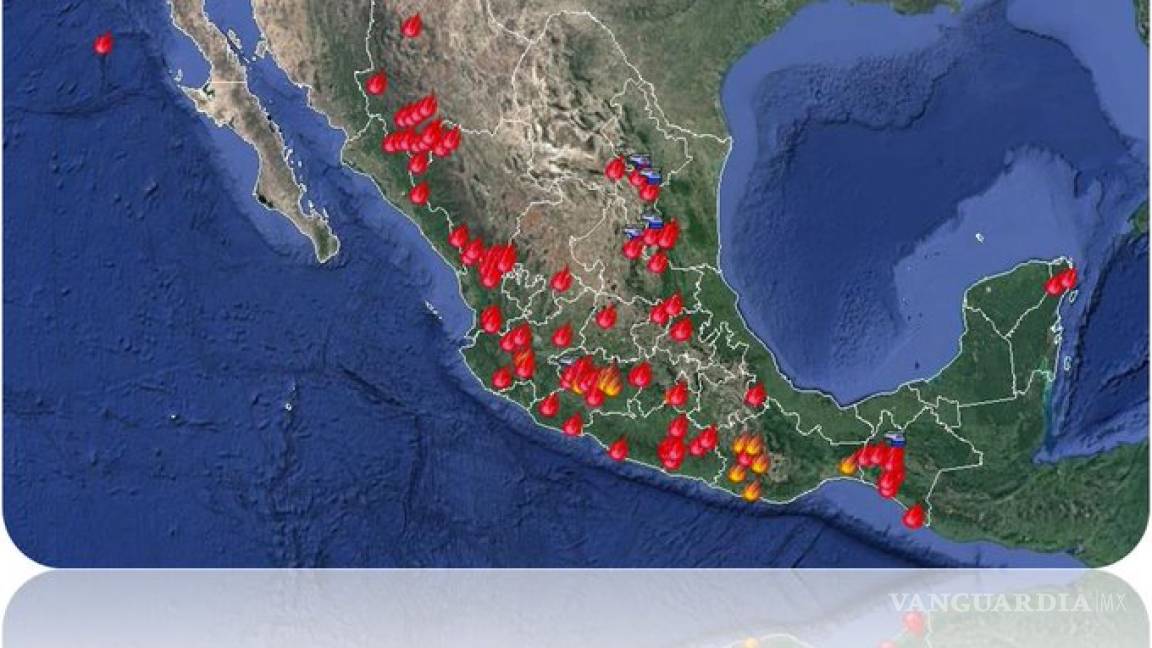 106 incendios forestales activos en 21 estados de México, reporta Conafor