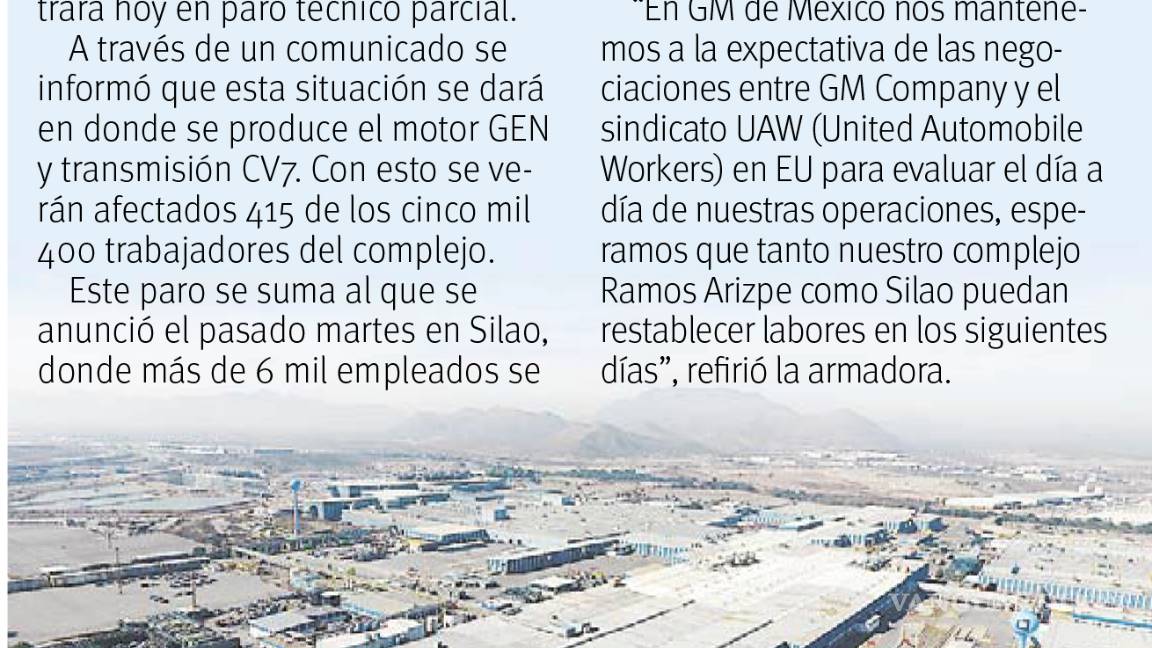 $!Producción de GM en México traba negociaciones de huelga en EU; golpea a la industria en Coahuila