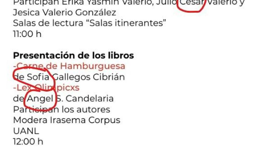 $!Errores ortográficos en el programa empañan la 26ª edición de la Feria Internacional del Libro de Coahuila