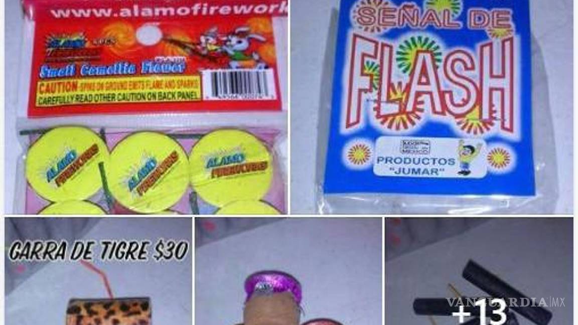 $!Entre los artículos más peligrosos destacan explosivos como “Camelia”, “Flash”, “Garra de tigre” y “Bazuca”, entre otros.