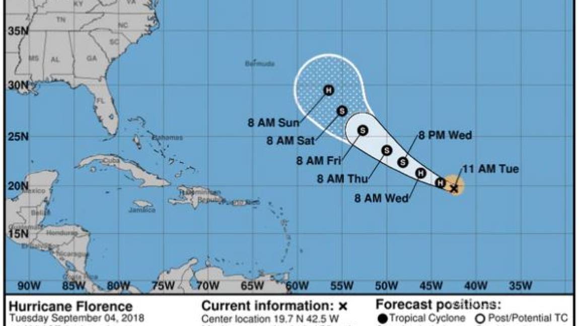 Florence se convirtió hoy en el tercer huracán de la temporada del Atlántico