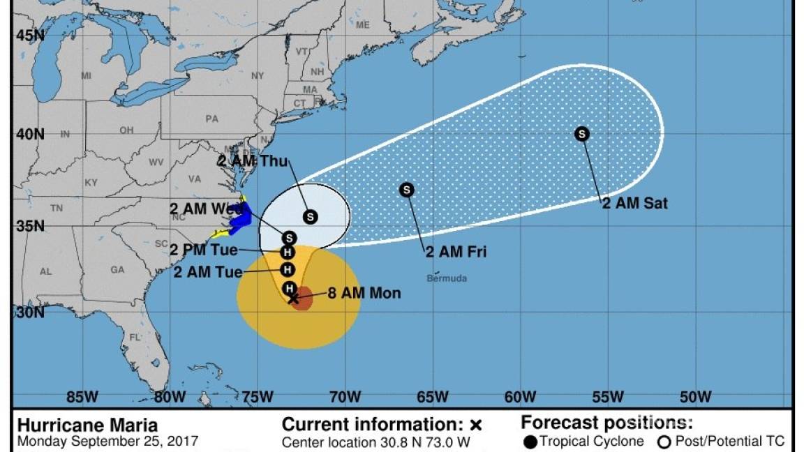 El huracán María se dirige a las costas de Carolina del Norte, evacuan a sus habitantes