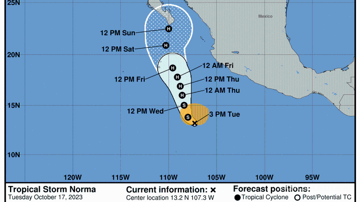 $!Tormenta tropical ‘Norma’ nace en el Océano Pacífico; pronostican fuertes lluvias en estos estados