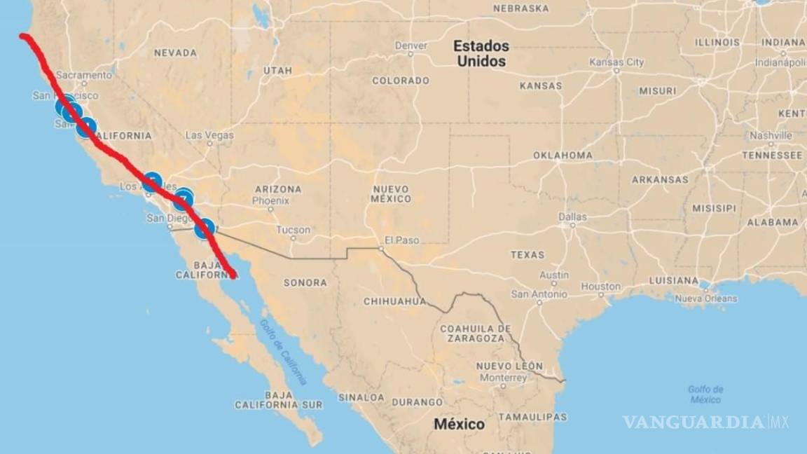 $!Mapa de la falla de San Andrés.