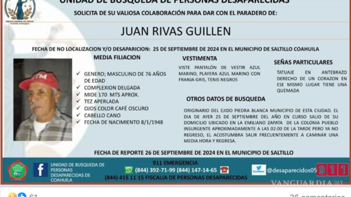 $!La familia continúa buscando respuestas tras tres meses sin noticias de Juan.