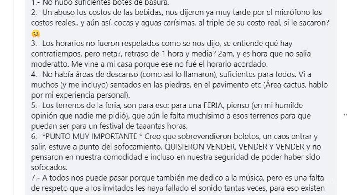 $!Sugirieron buscar otro espacio en donde realizar el festival.