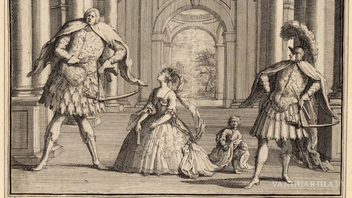 $!Caricatura de Senesino, Cuzzoni y el castrati Farinelli, grabado de 1723 de John Vanderbank.