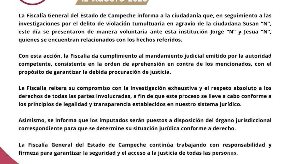 $!Dos presuntos implicados en caso de violación grupal contra Susan Saravia se entregan voluntariamente