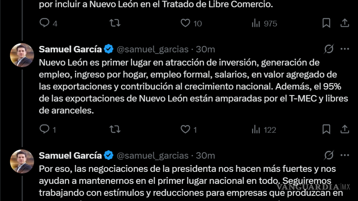 $!Celebra Nuevo León acuerdo de prórroga que logra Sheinbaum con Trump para aplicación de aranceles
