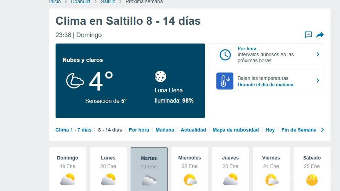 $!Meteored pronostica temperaturas de hasta -11 centígrados para el martes 21.