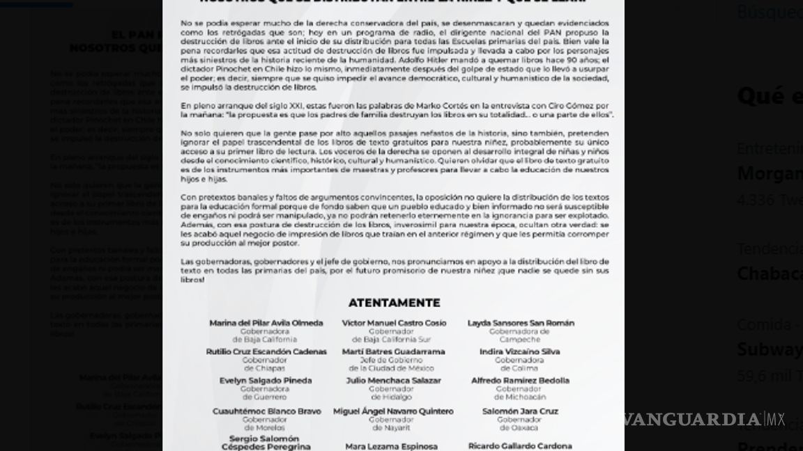 $!Gobernadores de la 4T se unen para apoyar libros de texto gratuitos