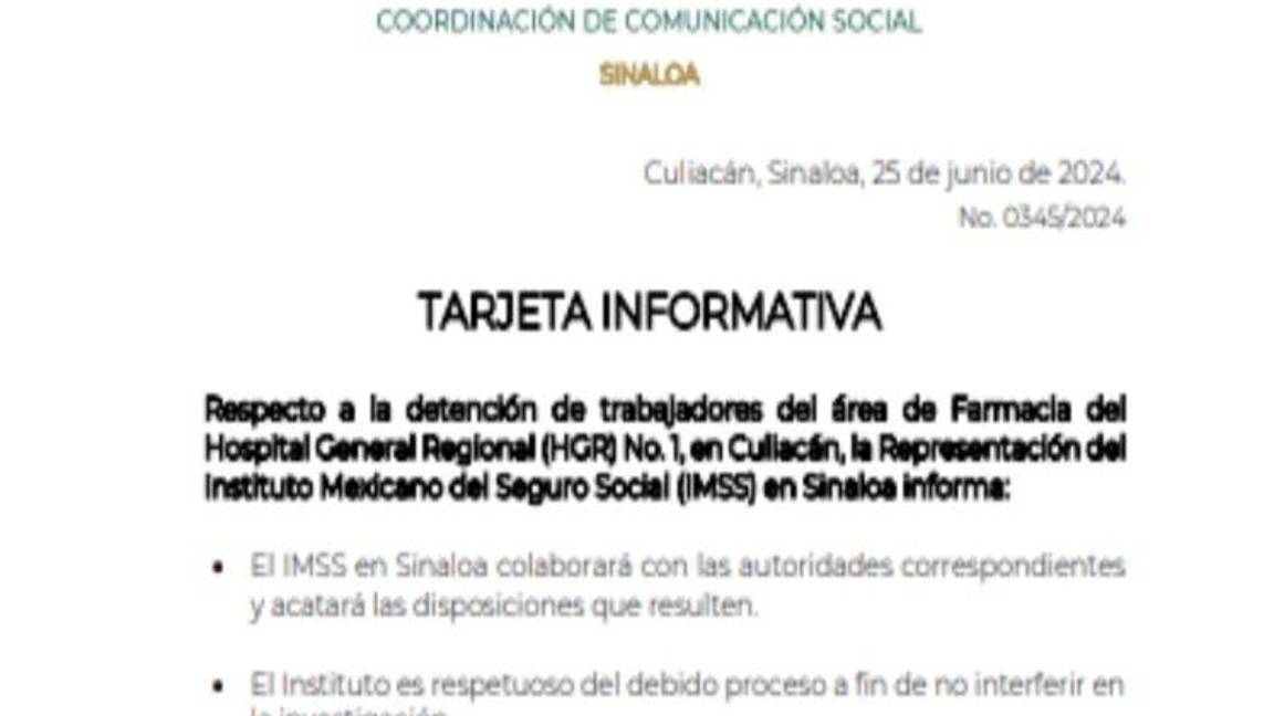 $!Trabajadores del IMSS detenidos por robar medicamentos controlados, en Culiacán