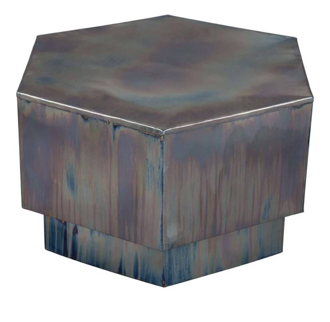 $!Mesa deslavada de centro de aluminio en tonos verdes, azules y grises.