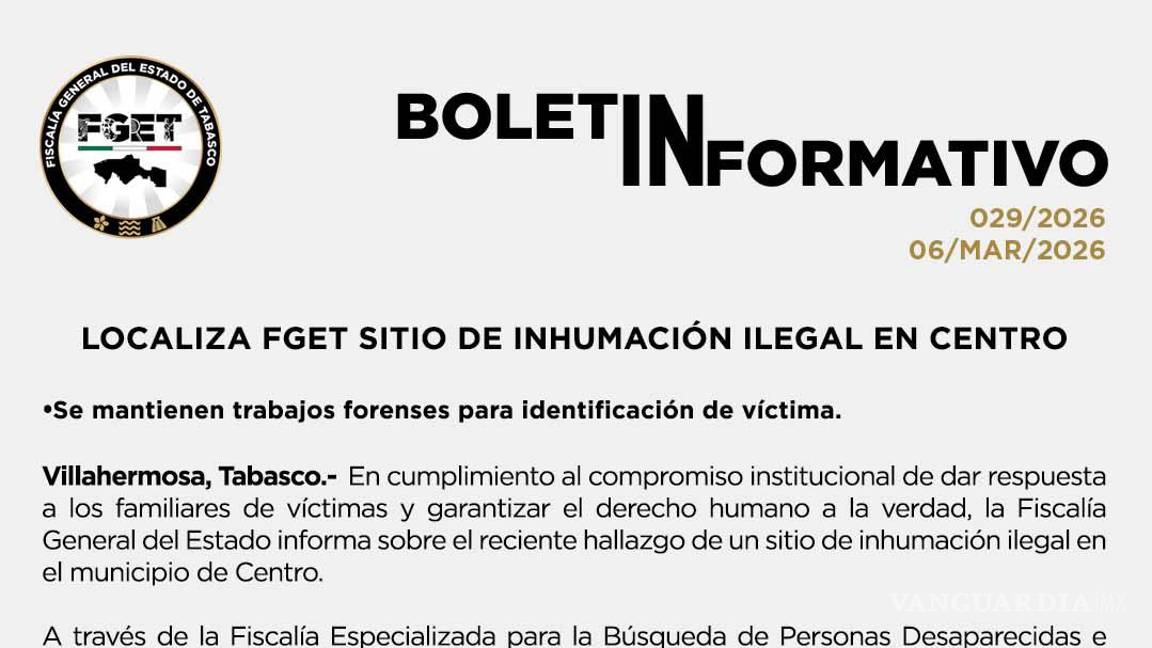 $!Fiscalía de Tabasco halla sitio clandestino de inhumación con restos óseos en Centro