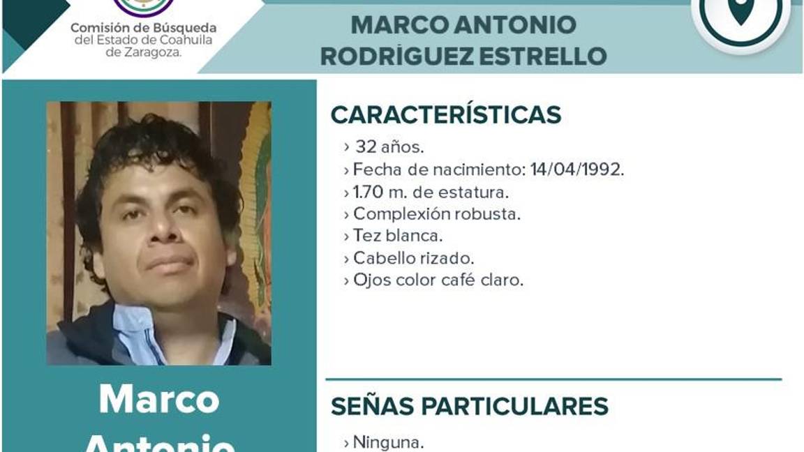 Desaparece Marco Antonio Rodríguez Estrello en Saltillo; piden apoyo para localizarlo