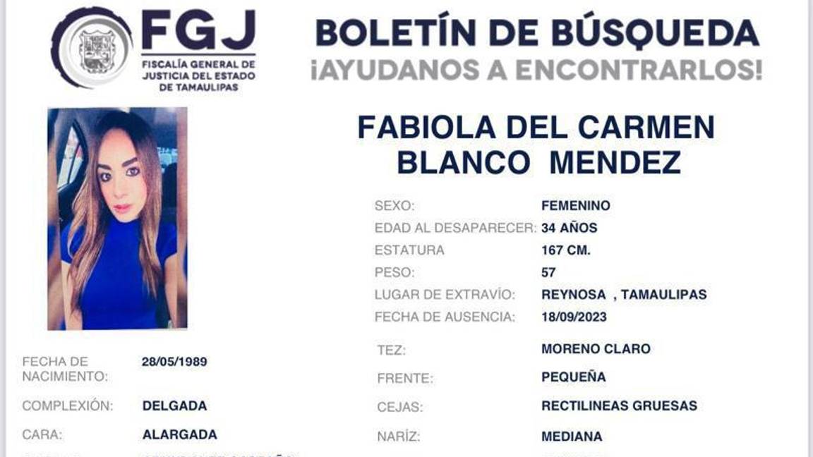 $!Fabiola desapareció en Tamaulipas, tras ir a vender su auto