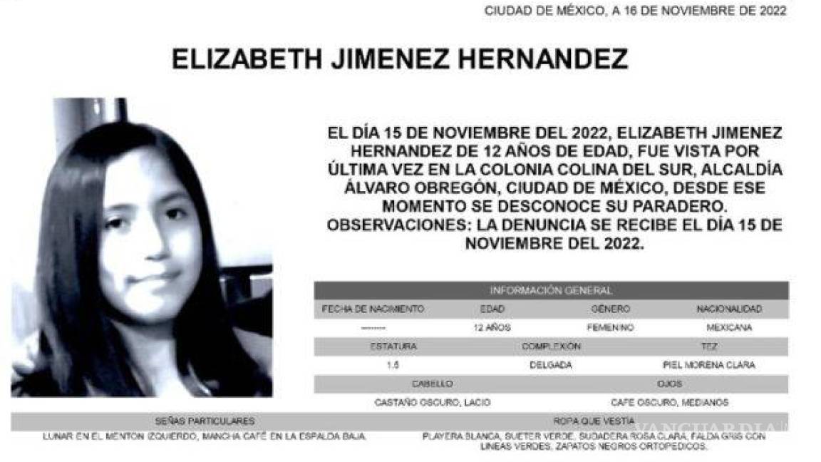 $!Desaparecen cuatro niñas en 3 días en la Álvaro Obregón; Lía Limón exige seguridad a gobierno de CDMX