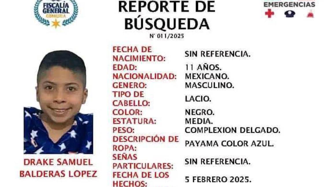 $!Desaparece niño de 11 años en Saltillo: Se solicita colaboración ciudadana