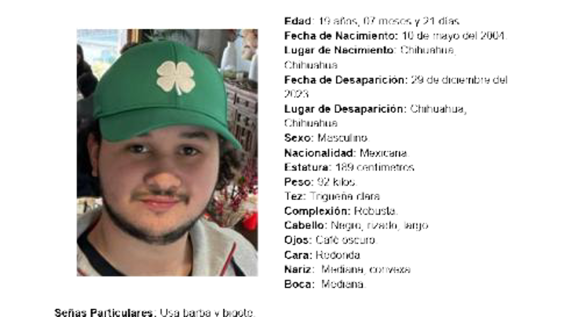 $!La Fiscalía General de Chihuahua hace un llamado a la comunidad para colaborar en la búsqueda de Luis Alejandro Delgado Zárate. Cualquier información puede ser crucial.