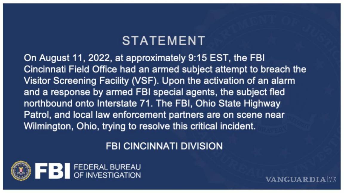 Un hombre armado intenta entrar en la sede del FBI en Cincinnati