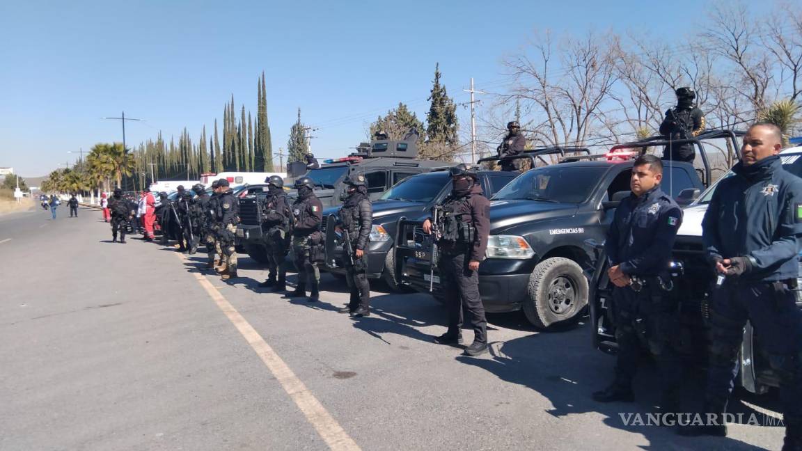 Inicia operativo de seguridad por ceremonia de Bendición de Cascos, en Parras de la Fuente