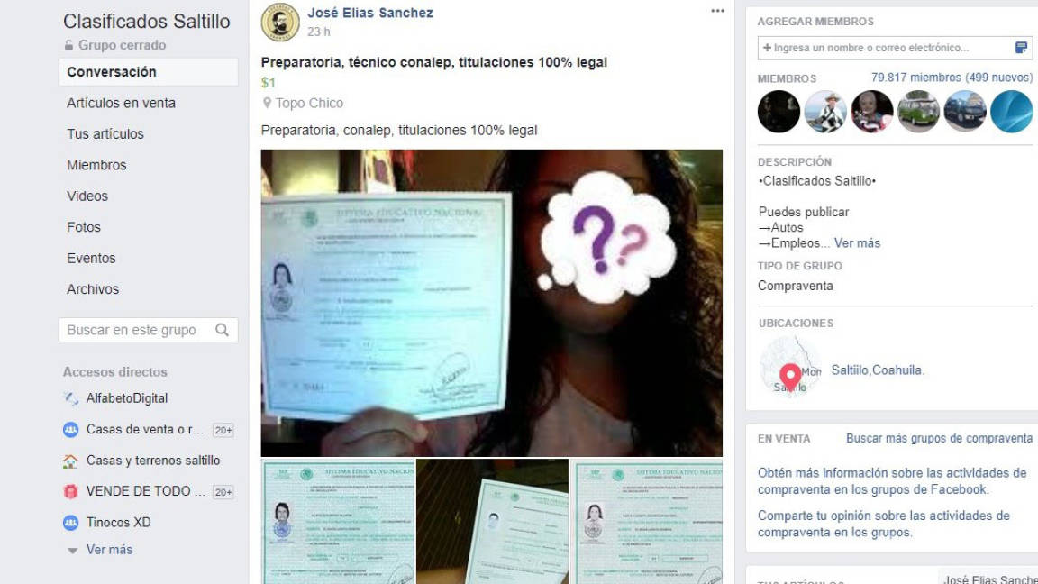 Piratean certificados de estudio en Saltillo y los venden vía Facebook